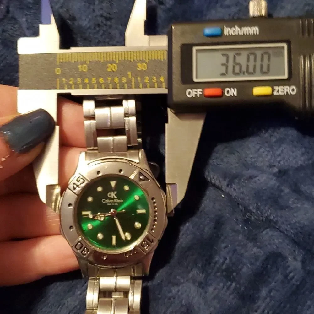 Vintage Calvin Klein 1500 Professional‎ Green Face Stainless Band 200 Meters